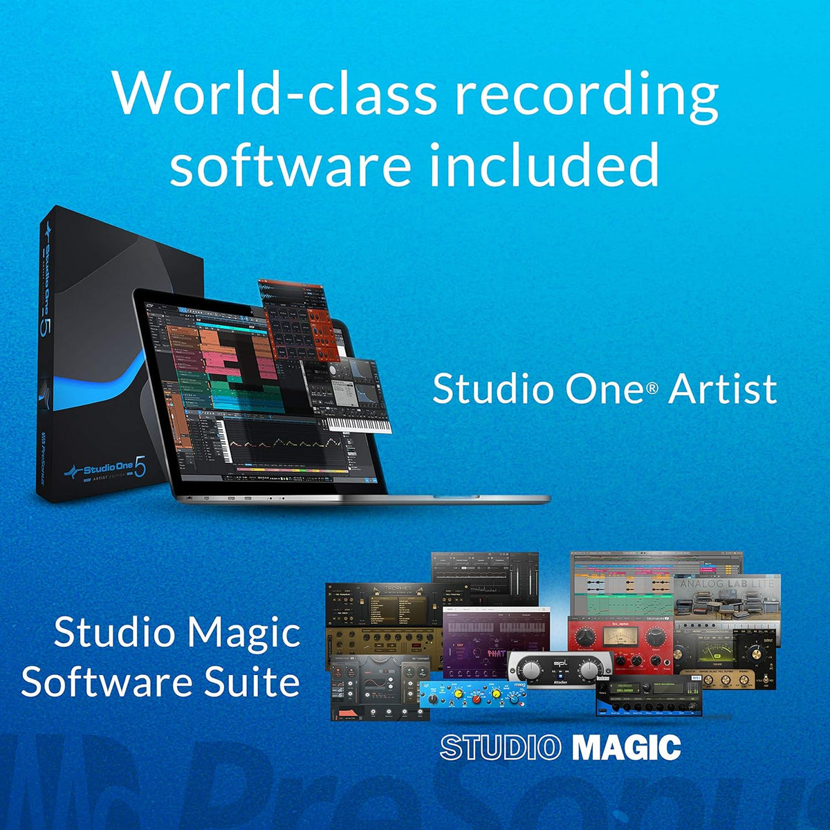 USB 2.0 Recording Bundle with Interface, Headphones, Microphone and Studio One software M735915