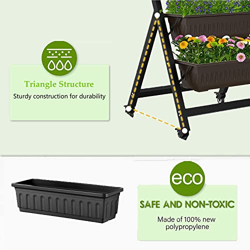 5-Tier Elevated Garden Bed with 5 Planter Boxes (Black) O973495