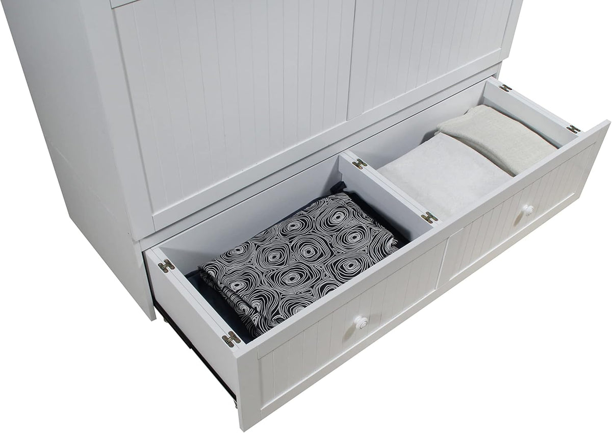 White Queen Murphy Cabinet Chest Bed with Charging Station 6 Inch L177