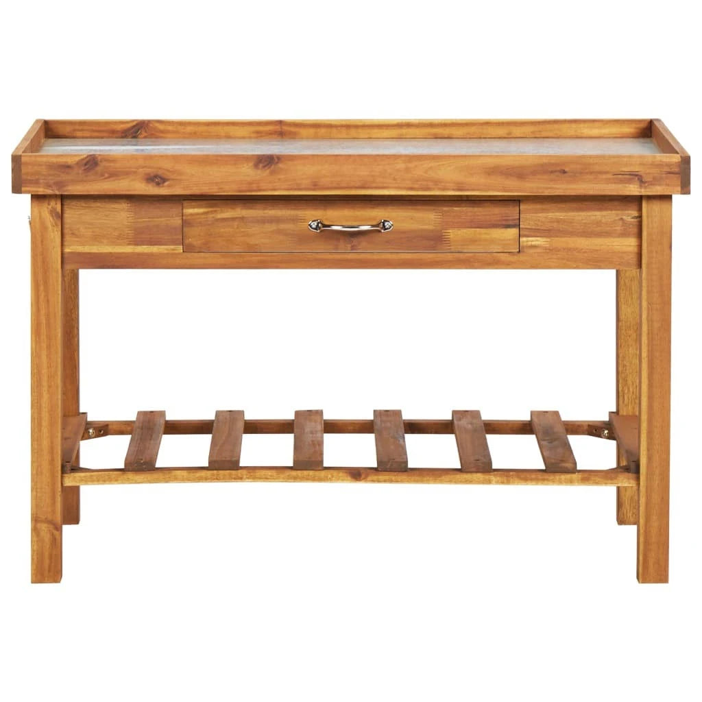 Garden Work Bench with Zinc Top Solid Acacia Wood T3642