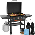 28 Inch Blackstone Griddle with Hood 3-Burner Outdoor Flat Top Grill Q600