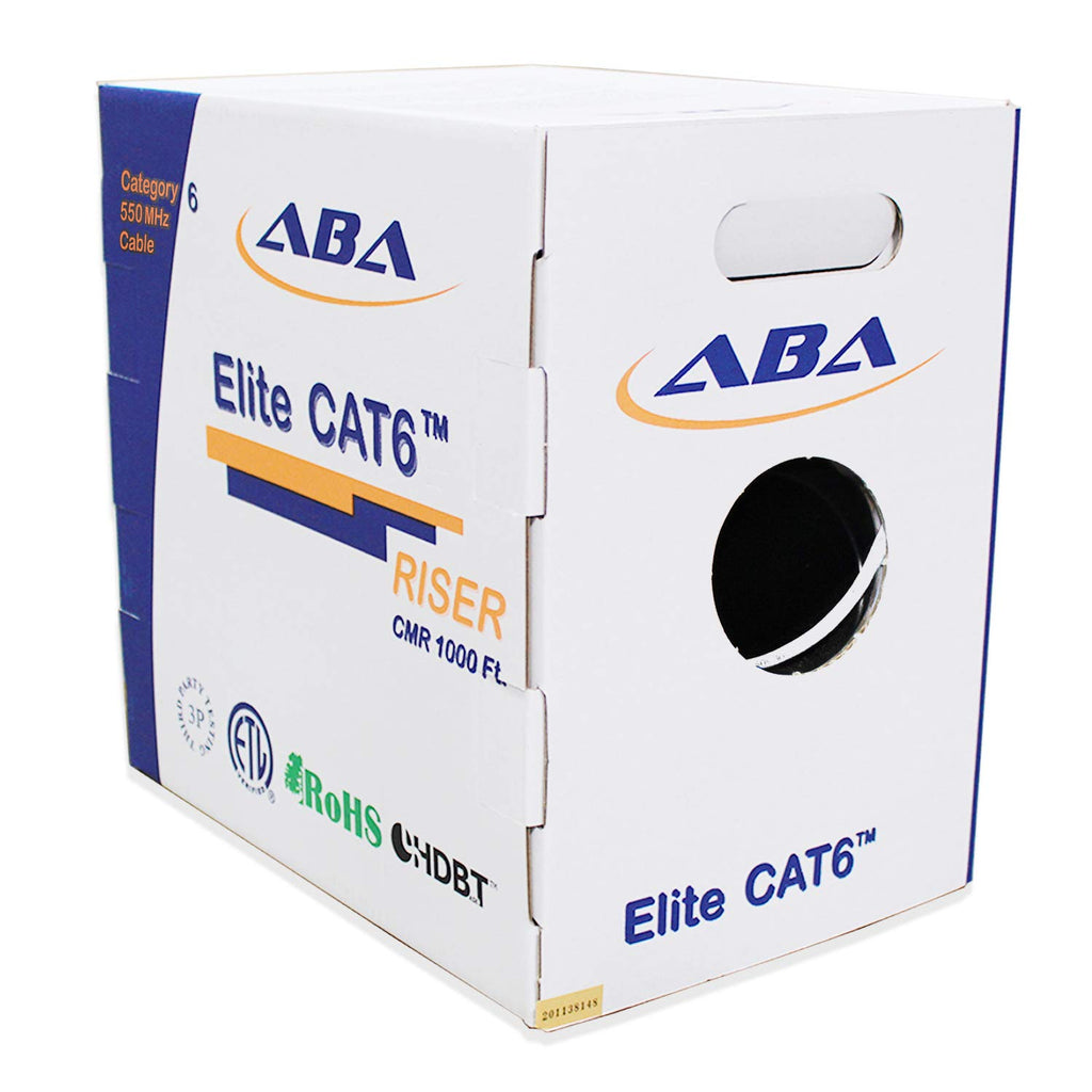 Blue 1000ft Cat6 Riser UTP 23AWG Solid Bare Copper Ethernet Cable L423486