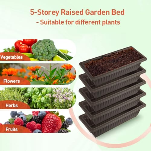 5-Tier Elevated Garden Bed with 5 Planter Boxes (Black) O973495