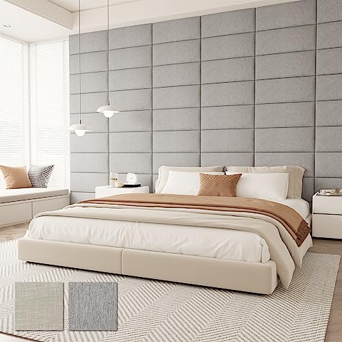 Gray 3D Soundproof Wall Panels Full Size Headboard (6 Panels, 10" x 24") H340451