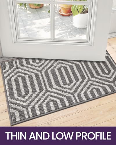 Non Slip Washable Entry Doormat, 35"X59", Grey J8839
