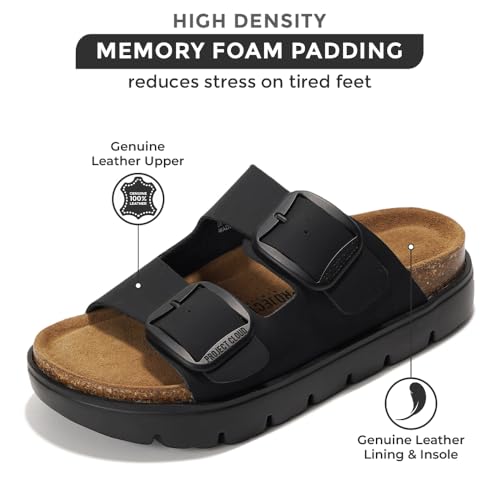 Genuine Leather Platform Sandals with Memory Foam Insole H901