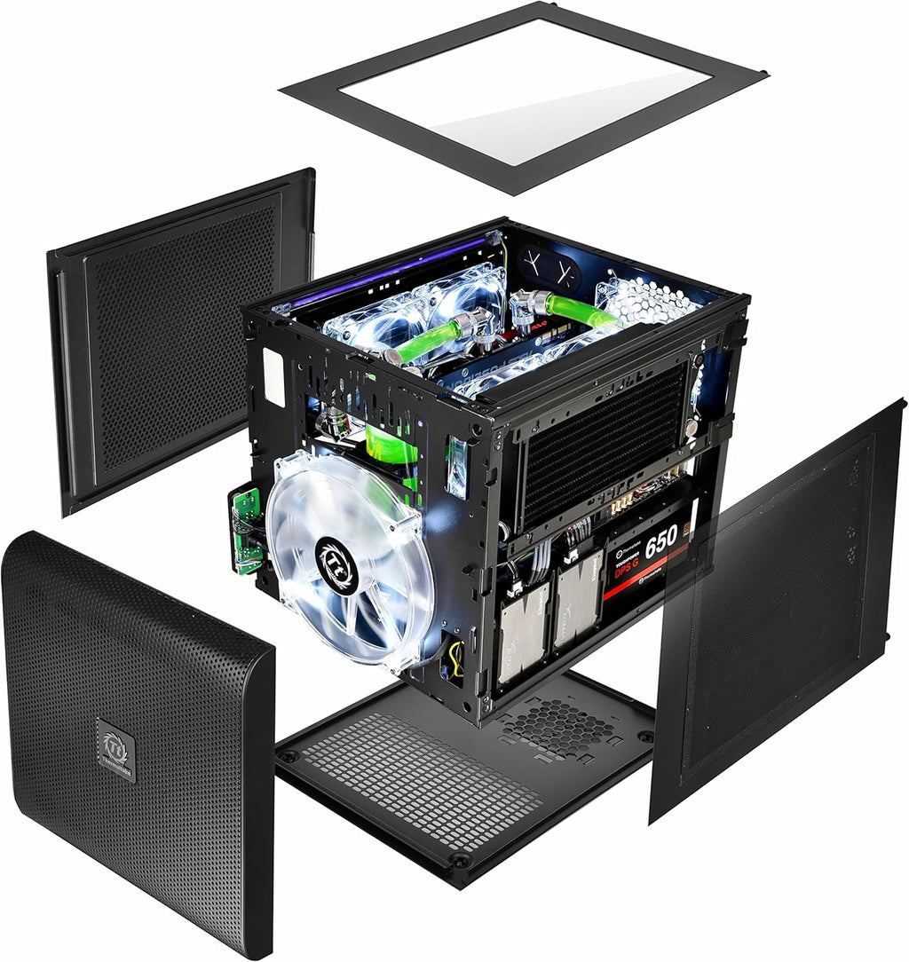 Black SPCC Micro ATX Mini ITX Cube Computer Case with 200mm Front Fan S565756
