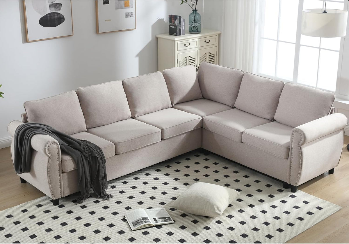 Beige Modular Sectional Sleeper Sofa with Pull Out Bed D4024