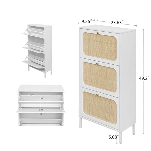 Natural Rattan Cabinet with 3 Flip Drawers D7682