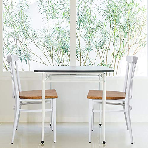 Heavy Duty Metal Dining Chair Set of 2 with Wood Seat, Black A96246