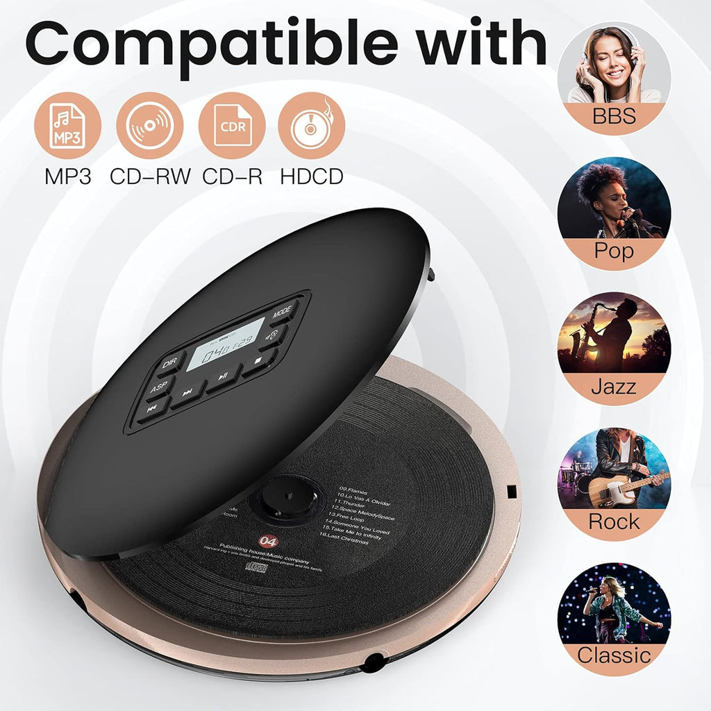 Portable CD Player with Headphones Black W5395