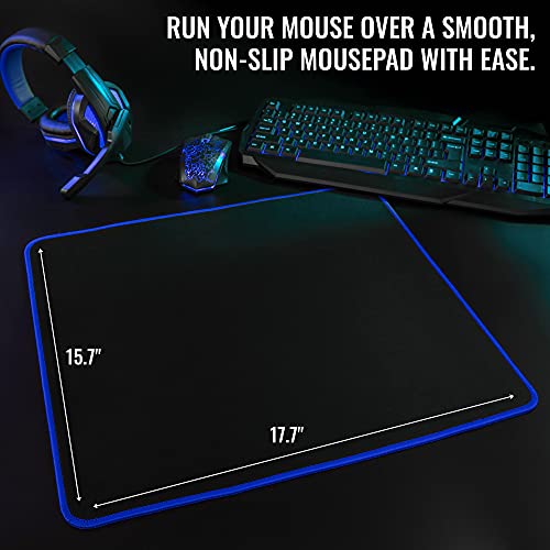 RGB Gaming Accessories Kit 4-in-1 Rainbow LED Backlight Bundle with Multimedia Keyboard, Optical Mouse, Mouse Pad & Headset S3929