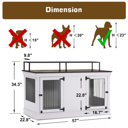 Large Wooden Dog Crate with Double Doors (Brown) X447150
