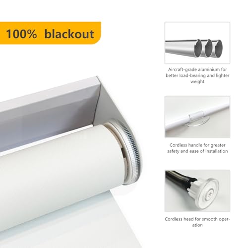 White Cordless Blackout Roller Blind H600666