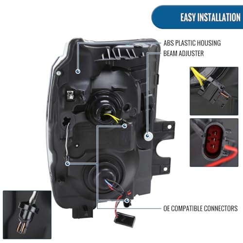 Black Dual Projector Headlights Assembly Pair N538725