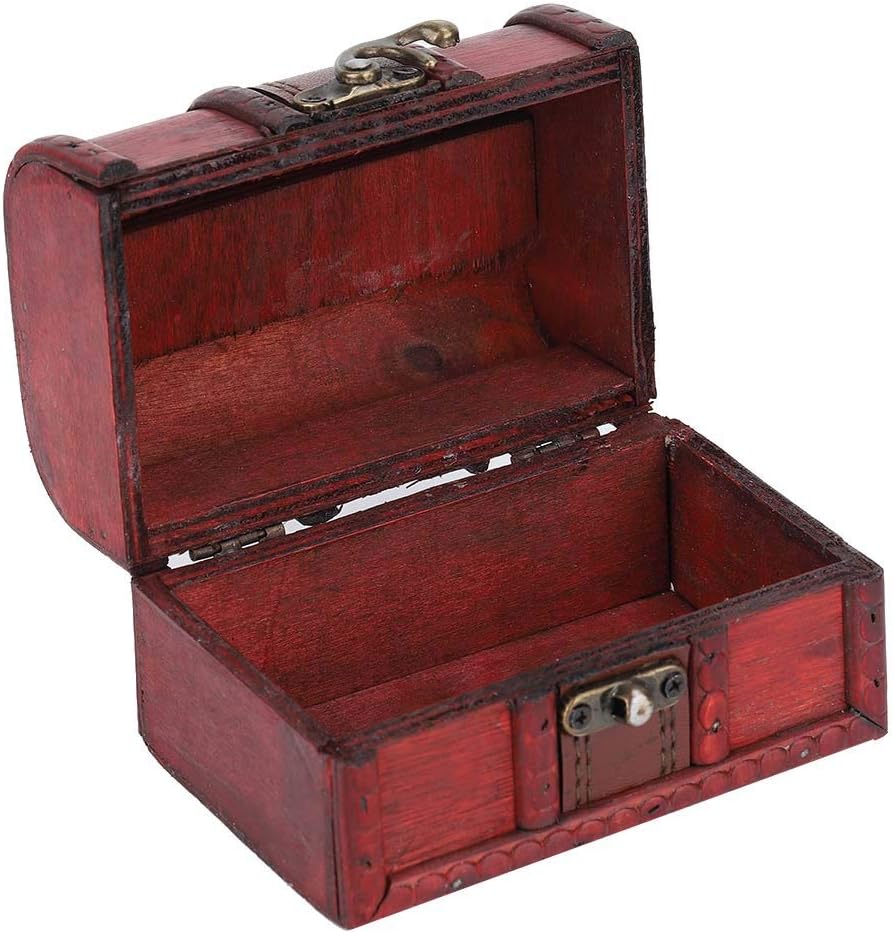 Small Wooden Treasure Chest Box 4.7x3.1x3.1in N341573