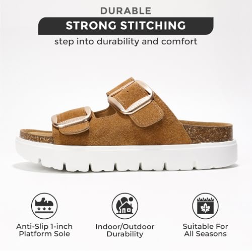 Genuine Leather Platform Sandals with Memory Foam Insole H901