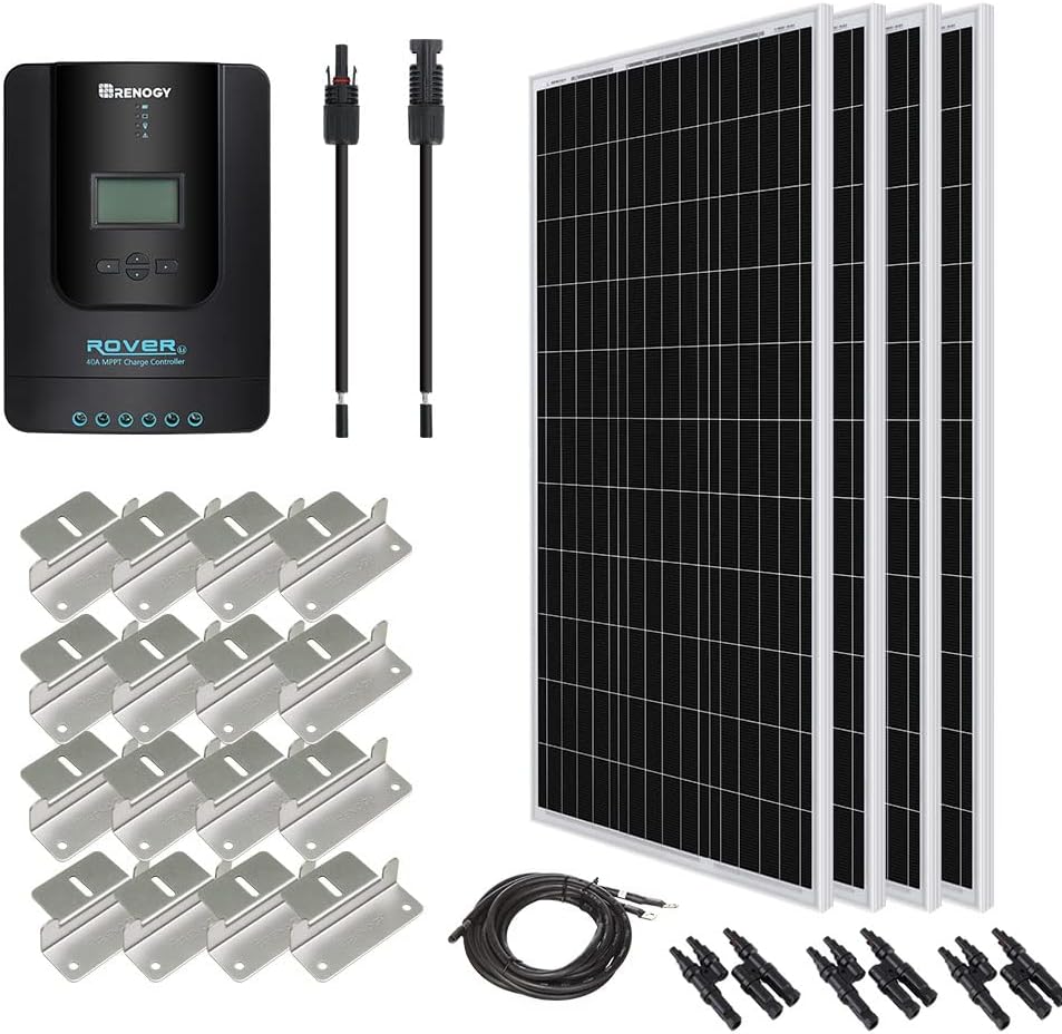 400 Watt 12 Volt Monocrystalline Solar Panel Kit with 30A Charge Controller L58333