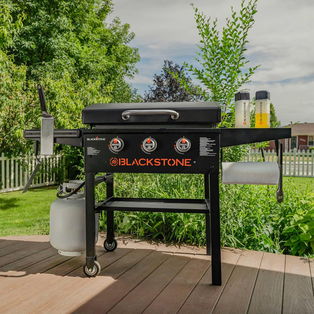 28 Inch Blackstone Griddle with Hood 3-Burner Outdoor Flat Top Grill Q600