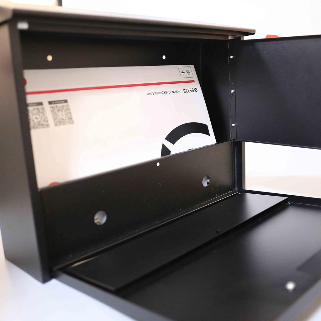 Wall Mount Locking Mailbox with Code Lock Black Large Capacity V5581