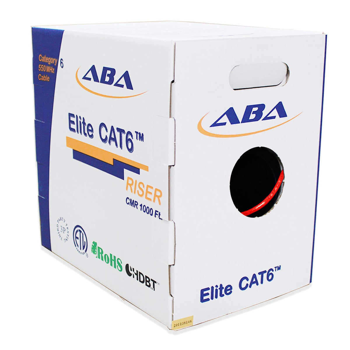 Blue 1000ft Cat6 Riser UTP 23AWG Solid Bare Copper Ethernet Cable L423486
