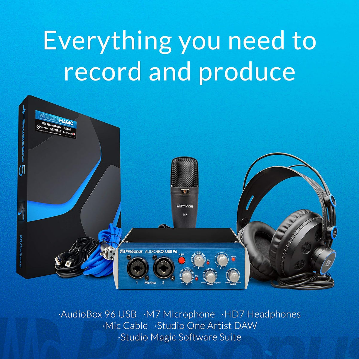 USB 2.0 Recording Bundle with Interface, Headphones, Microphone and Studio One software M735915