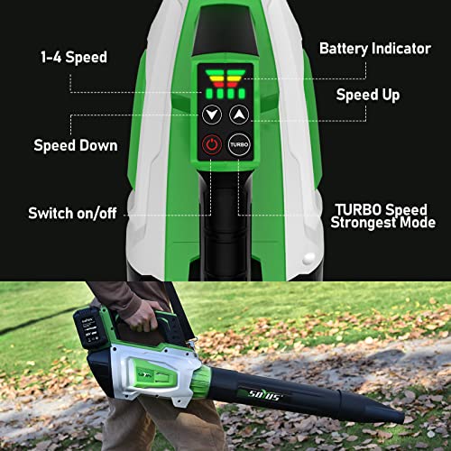 40V 135MPH 530CFM 5 Speeds Cordless Leaf Blower with 3 Tube Nozzle C589