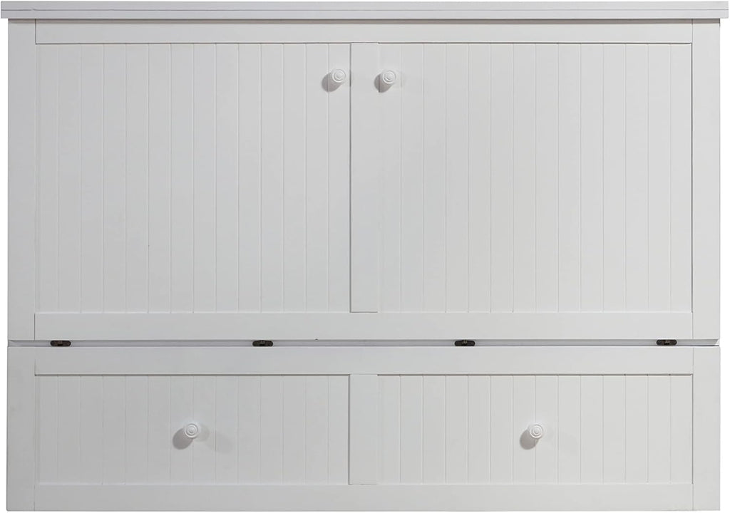 White Queen Murphy Cabinet Chest Bed with Charging Station 6 Inch L177