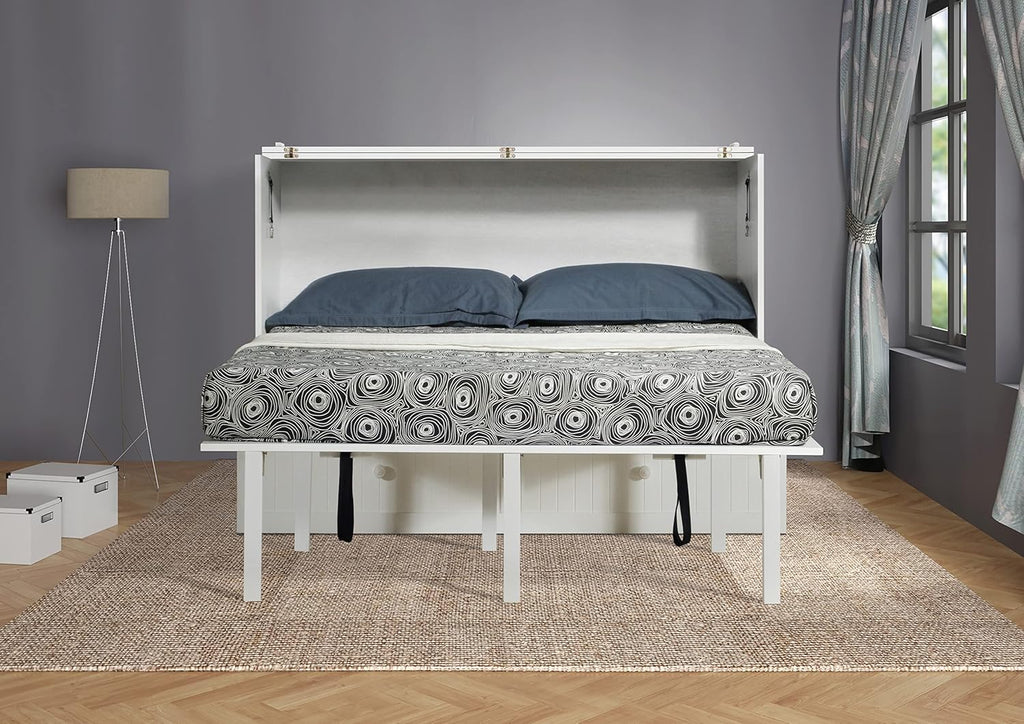 White Queen Murphy Cabinet Chest Bed with Charging Station 6 Inch L177