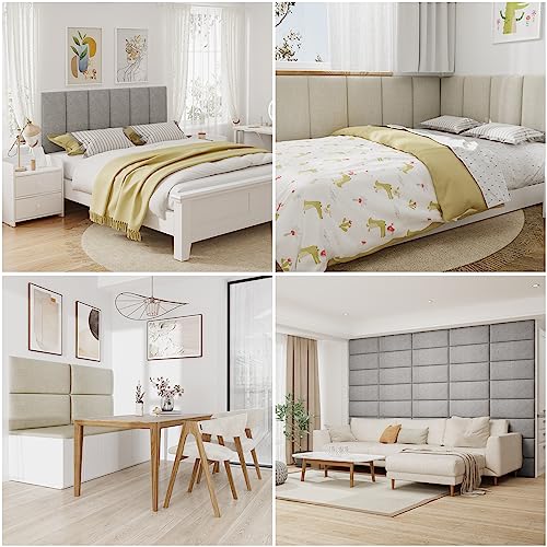 Gray 3D Soundproof Wall Panels Full Size Headboard (6 Panels, 10" x 24") H340451