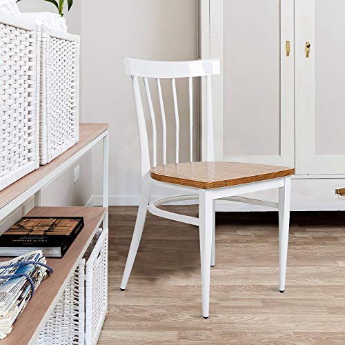 Heavy Duty Metal Dining Chair Set of 2 with Wood Seat, Black A96246