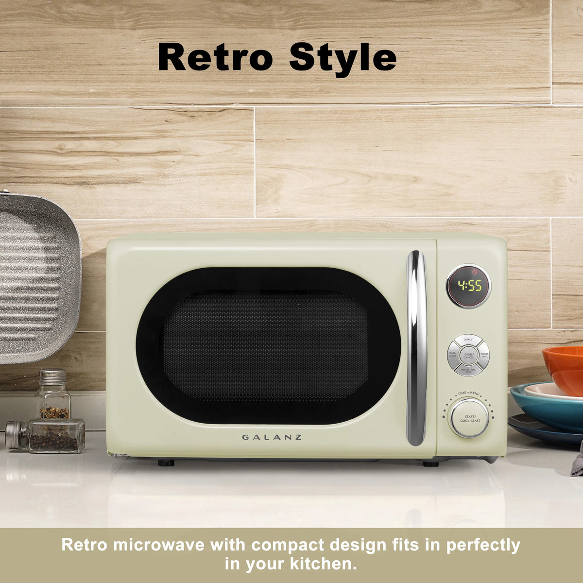 0.7 Cu ft Retro Countertop Microwave Oven, 700 Watts, Blue H848306