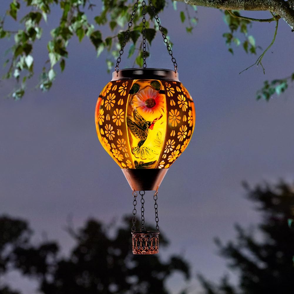 Metal & Glass Solar Lantern with Candle Holder U2261