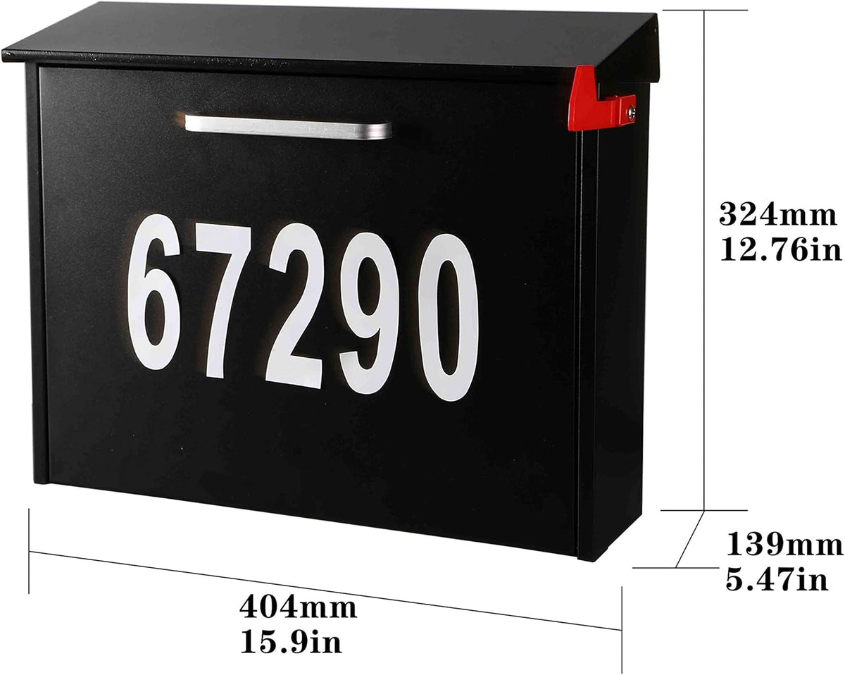 Wall Mount Locking Mailbox with Code Lock Black Large Capacity V5581