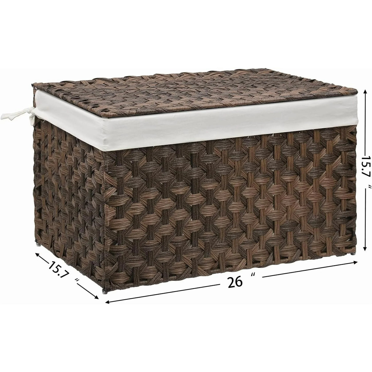 Brown Woven Storage Basket with Lid, 27.7 Gallon W3974