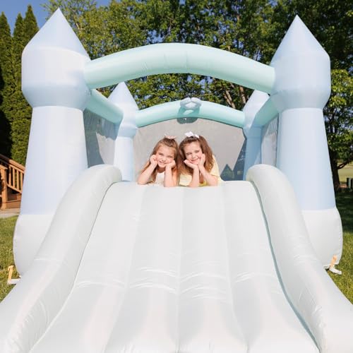 Pastel Bouncy Castle with Slide, 12 ft L x 9 ft W x 7 ft H, UL Blower Included K31504