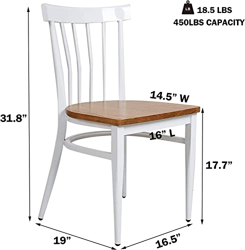 Heavy Duty Metal Dining Chair Set of 2 with Wood Seat, Black A96246