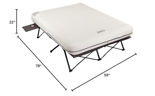 Queen-Size Airbed Cot Combination with Steel Frame & Side Table, Battery Pump Included P740326