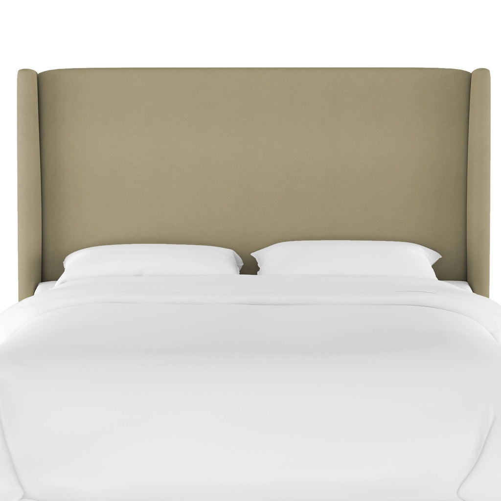 California King Tan Velvet Wingback Headboard M41584
