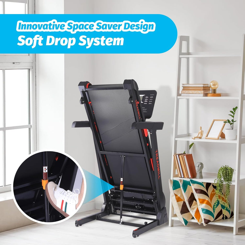 Folding Treadmill with Auto Incline, Heart Sensor, 3.5 HP, 8.7 MPH, 48in*18in Running Area C638