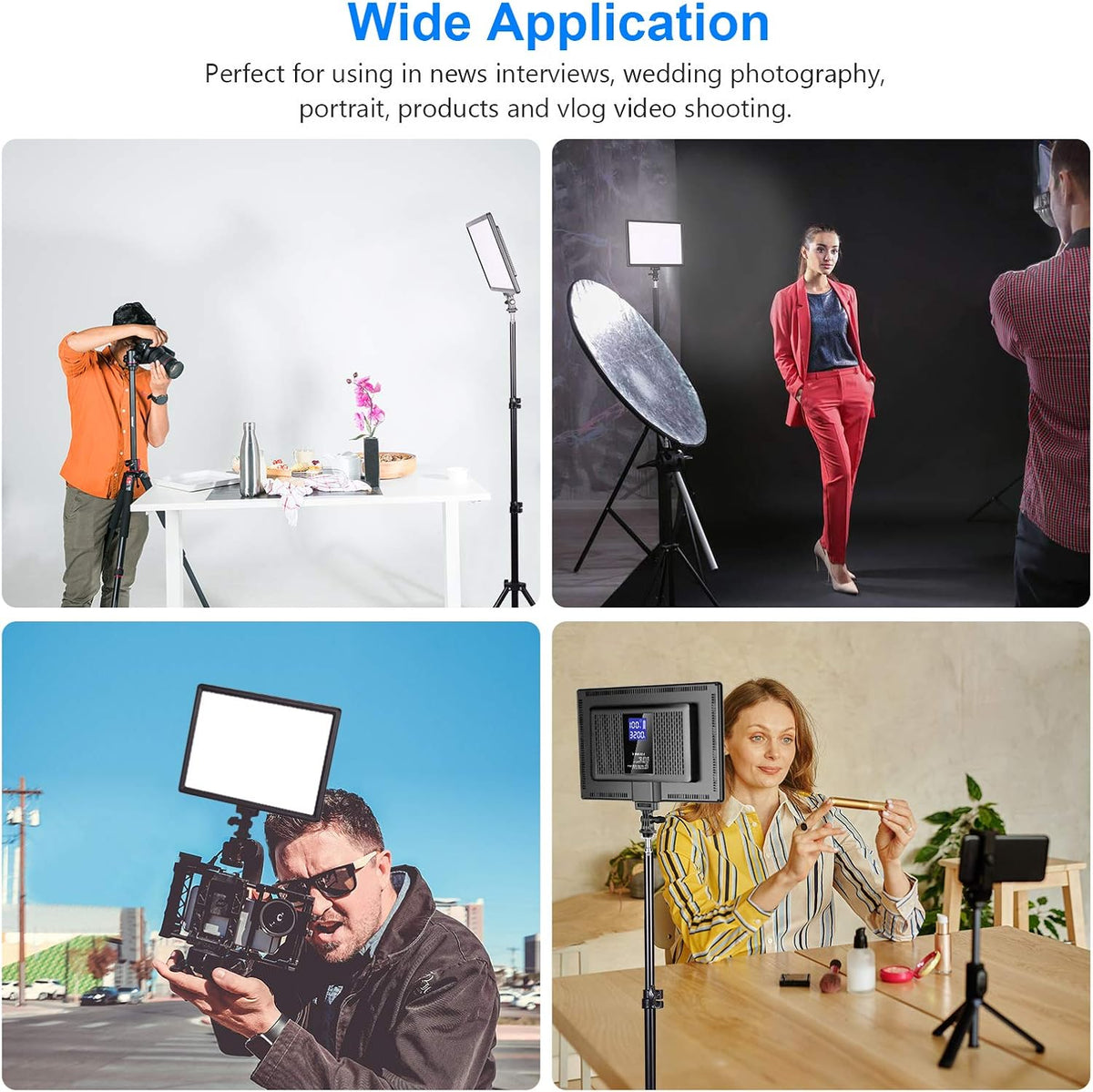 Ultra-Thin LED Soft Light Panel with LCD Display, Dimmable Bi-Color 3200-5600K CRI95+ On Camera Video Light T916654