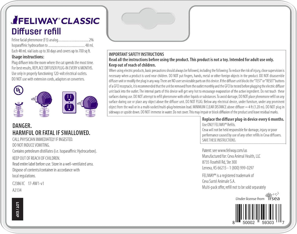 Cat Calming Pheromone 30 Day Refill 6 Pack U23555