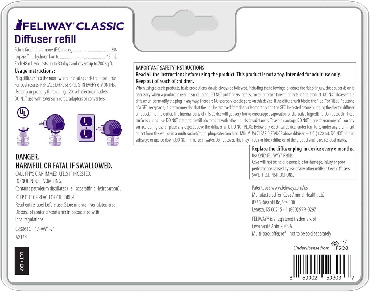 Cat Calming Pheromone 30 Day Refill 6 Pack U23555