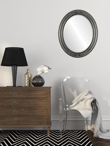 Oval Beveled Wall Mirror Linen White 20x24 L473630
