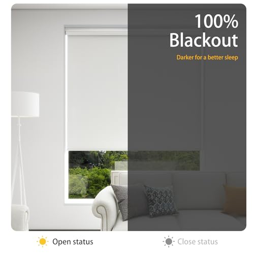 White Cordless Blackout Roller Blind H600666