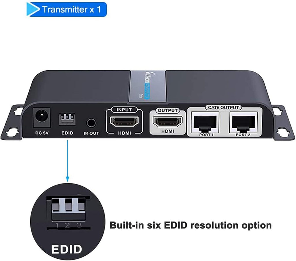 HDMI Extender 1080P 1x2 Splitter Over CAT6 Cable 40m with IR Remote Control I75734