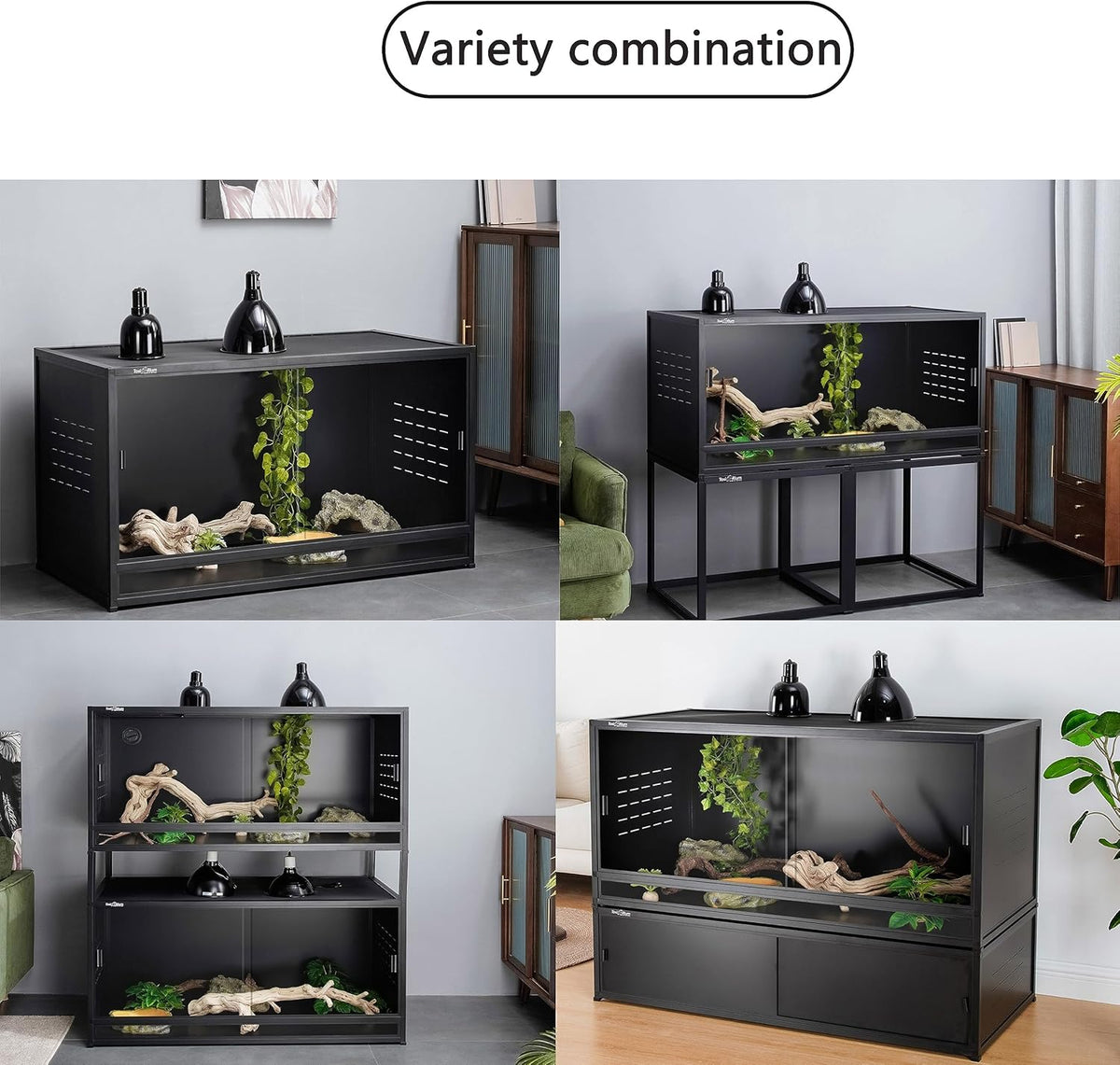 PVC Reptile Enclosure 48"x24"x24" 120 Gallon Large Tank with Sliding Tempered Glass Doors G894