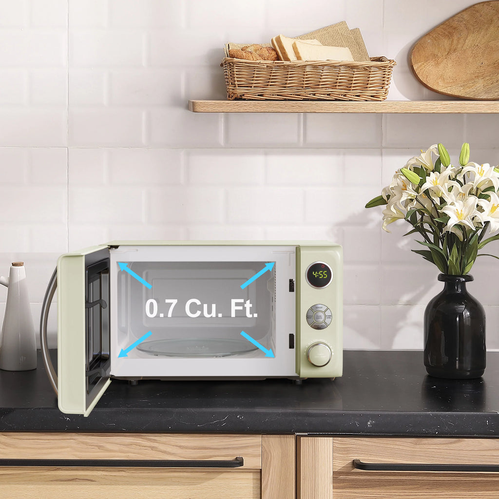 0.7 Cu ft Retro Countertop Microwave Oven, 700 Watts, Blue H848306