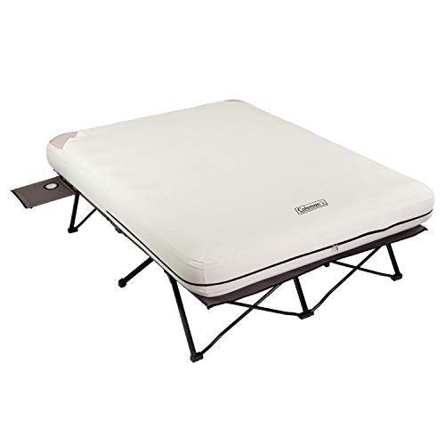 Queen-Size Airbed Cot Combination with Steel Frame & Side Table, Battery Pump Included P740326