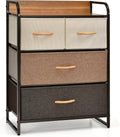 4 Drawer Fabric Dresser with Steel Frame and Wooden Top H1698